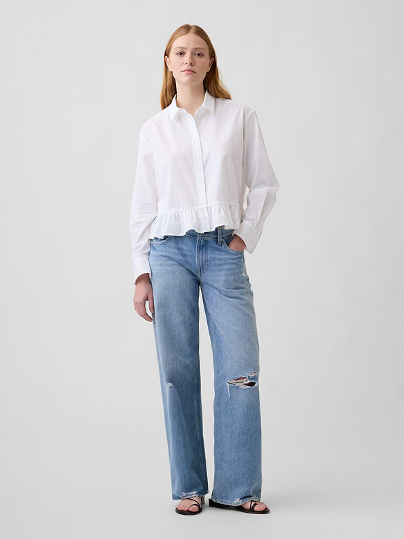 Relaxed Cropped Ruffle Shirt