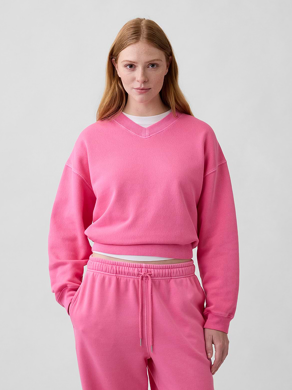 Relaxed Wedge V-Neck Sweatshirt
