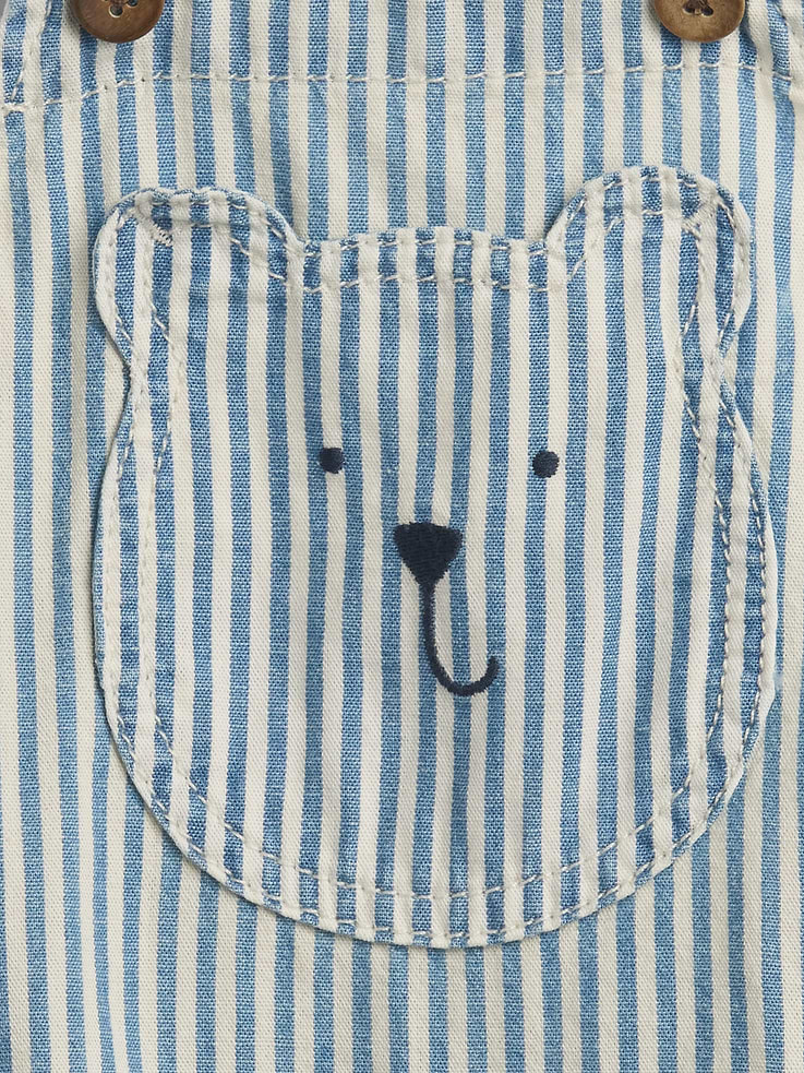 Image number 3 showing, Baby Denim Stripe Bear Pocket Bubble Overalls