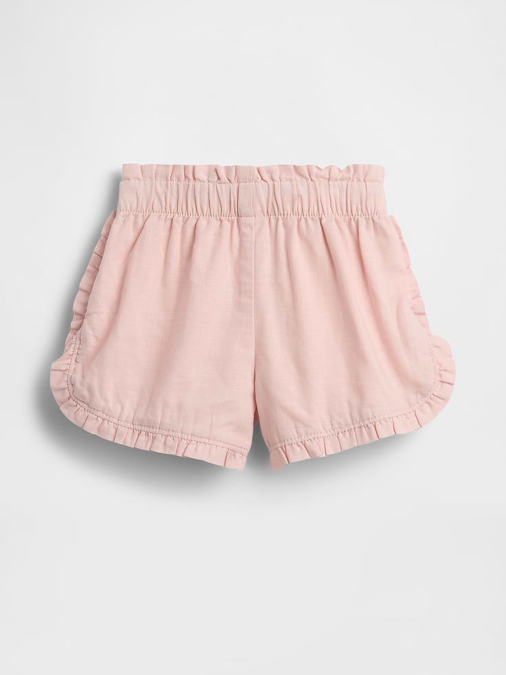 Image number 2 showing, Baby & Toddler Linen-Cotton Ruffle Dolphin Shorts
