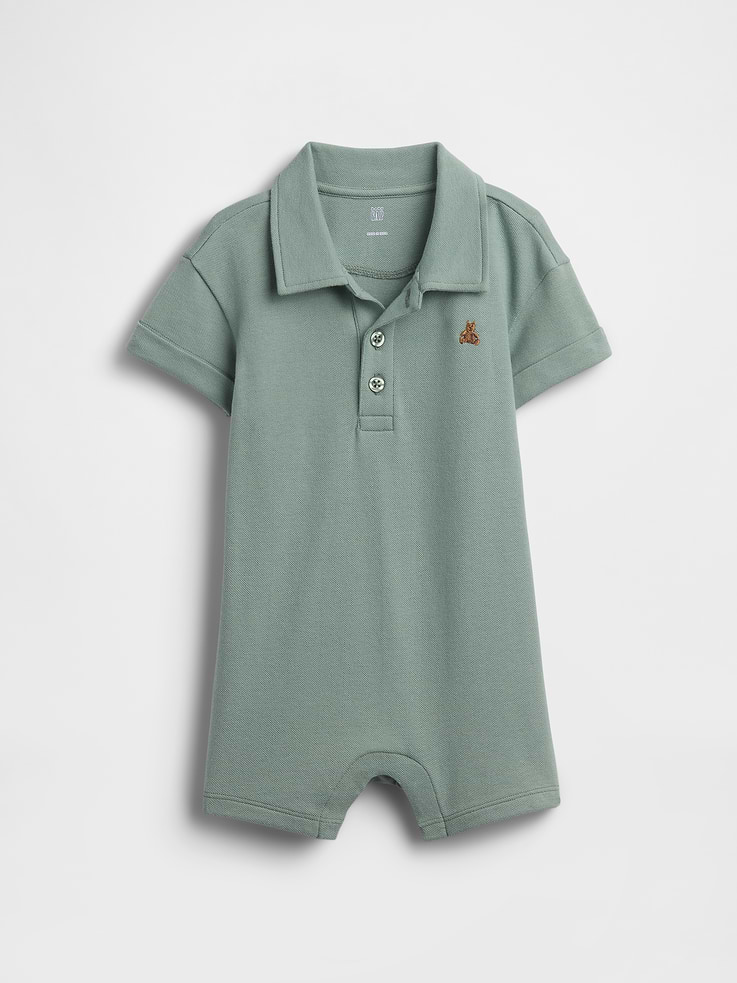 Image number 1 showing, Baby Pique Polo Shorty One-Piece