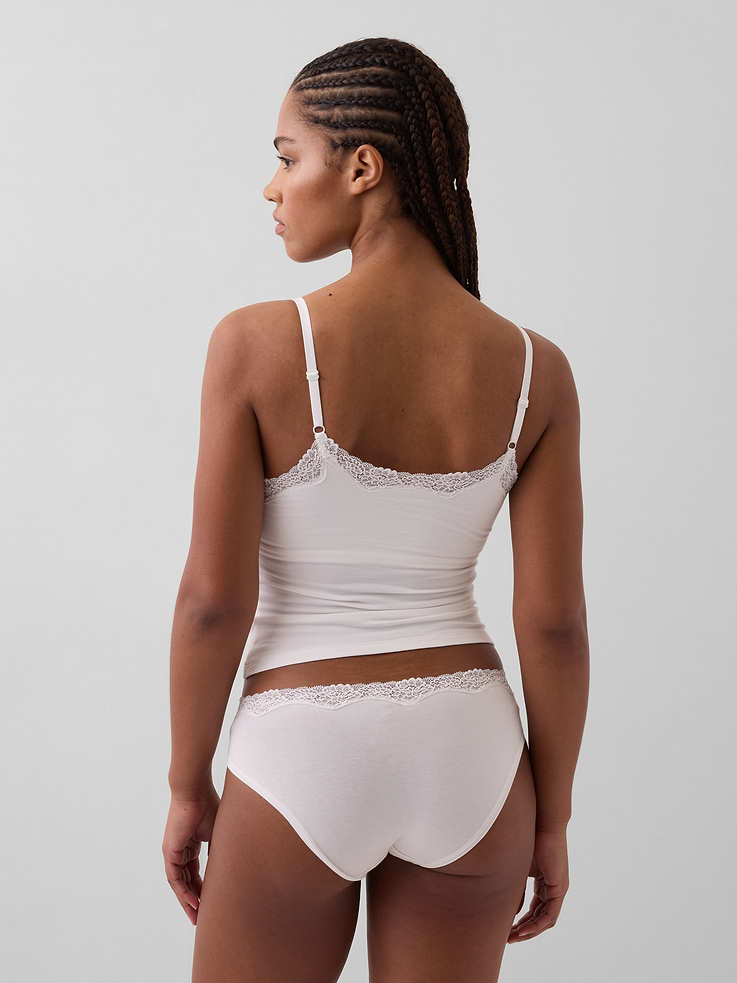 Image number 2 showing, Organic Stretch Cotton Lace-Trim Shelf-Bra Cami