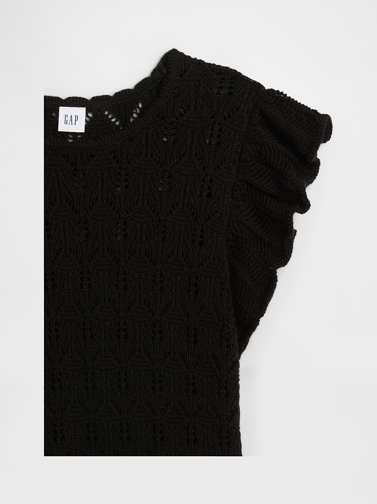 Image 4 of 5, Crochet Flutter Sleeve Top