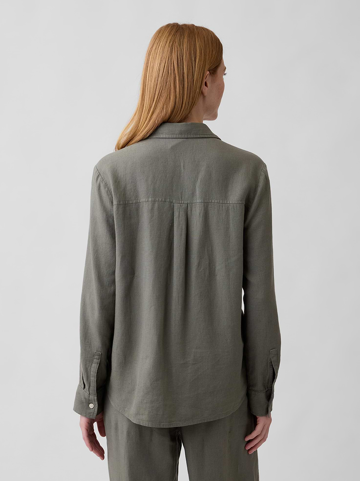 Image 2 of 5, Linen-Blend Easy Shirt