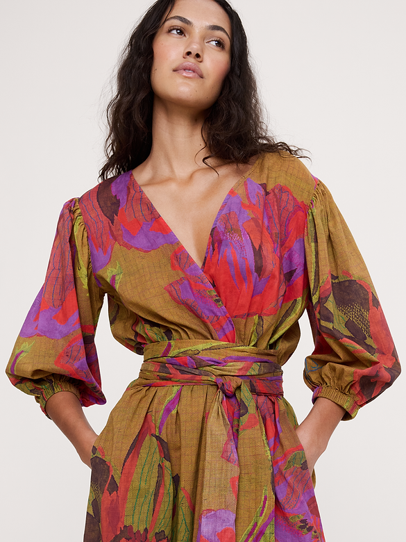 Lightweight Cotton Wrap Maxi Dress