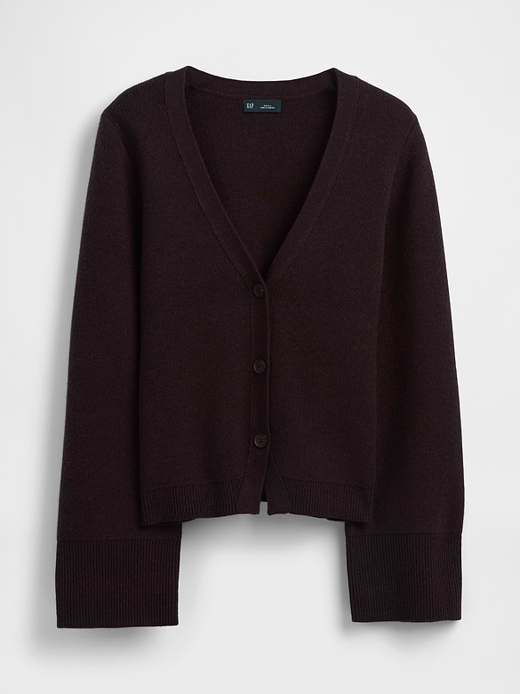 Cotton-Blend Relaxed V-Neck Cardigan Sweater