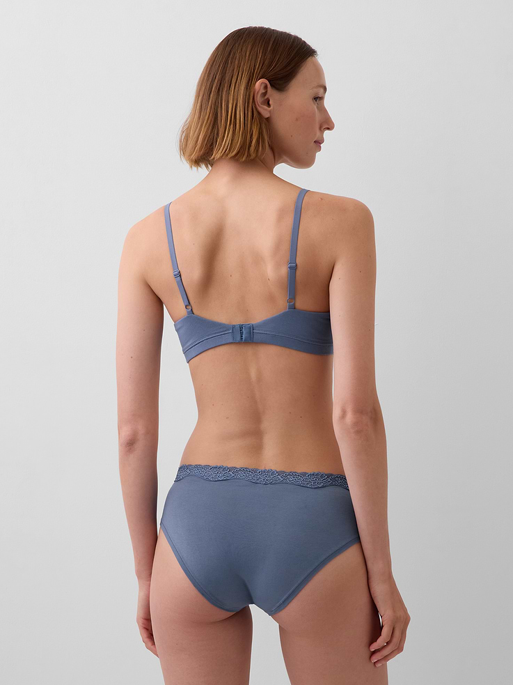 Image number 2 showing, Organic Stretch Cotton Lace-Trim Triangle Bra