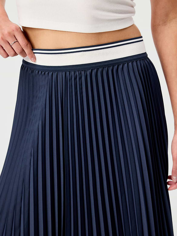 StretchTech Pleated Midi Skirt