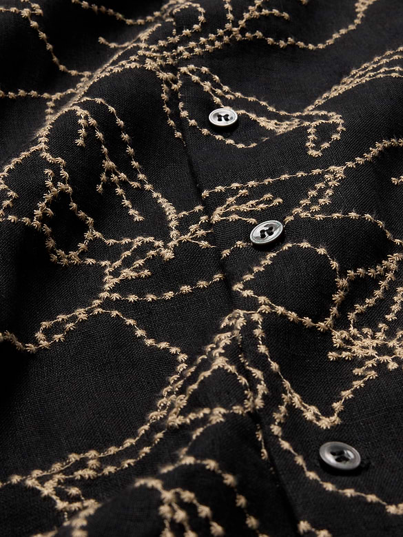 Standard-Fit Embroidered Linen Resort Shirt