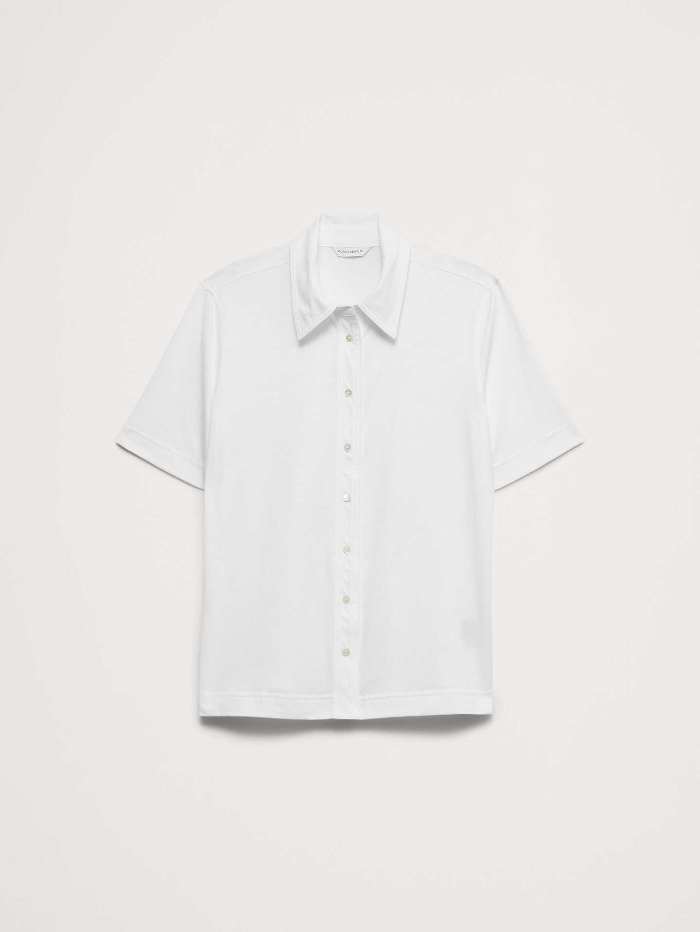 Image number 6 showing, Silky Cotton Short-Sleeve Button-Down Top