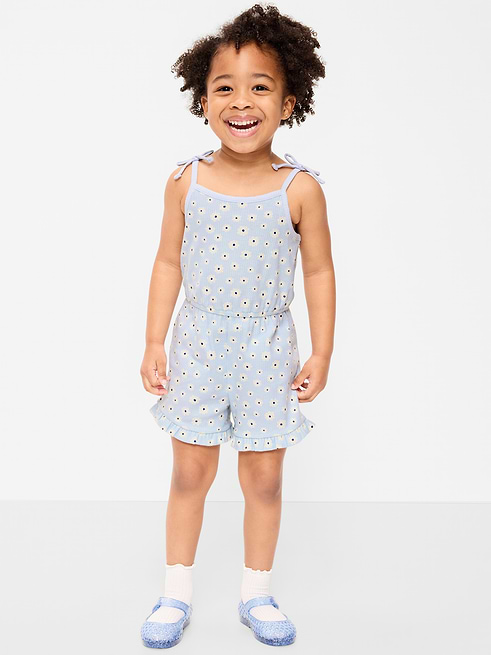 Sleeveless Sleeveless Tie-Bow Ribbed Romper for Toddler Girls on clearance at Old Navy — 60% off