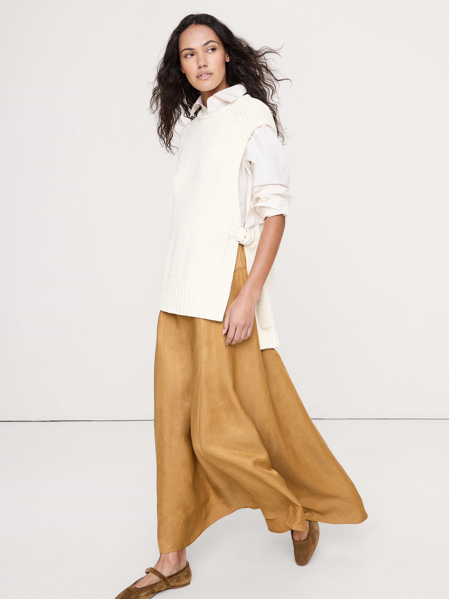 Image number 3 showing, Chunky Cotton-Blend Sweater Vest with Open Sides