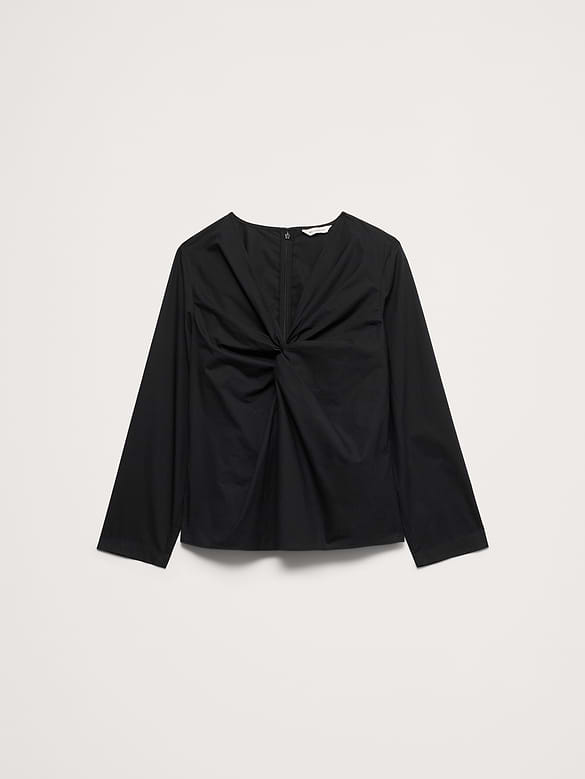 Cotton Poplin Twist-Front Top