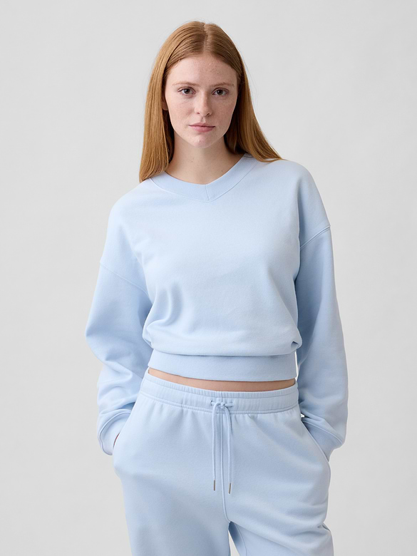 Relaxed Wedge V-Neck Sweatshirt