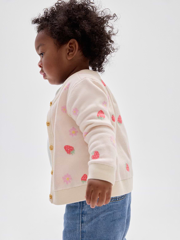 Baby Print Crewneck Cardigan