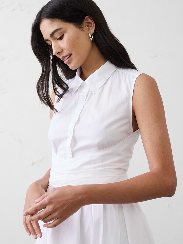 Poplin Wrapped Midi Shirtdress