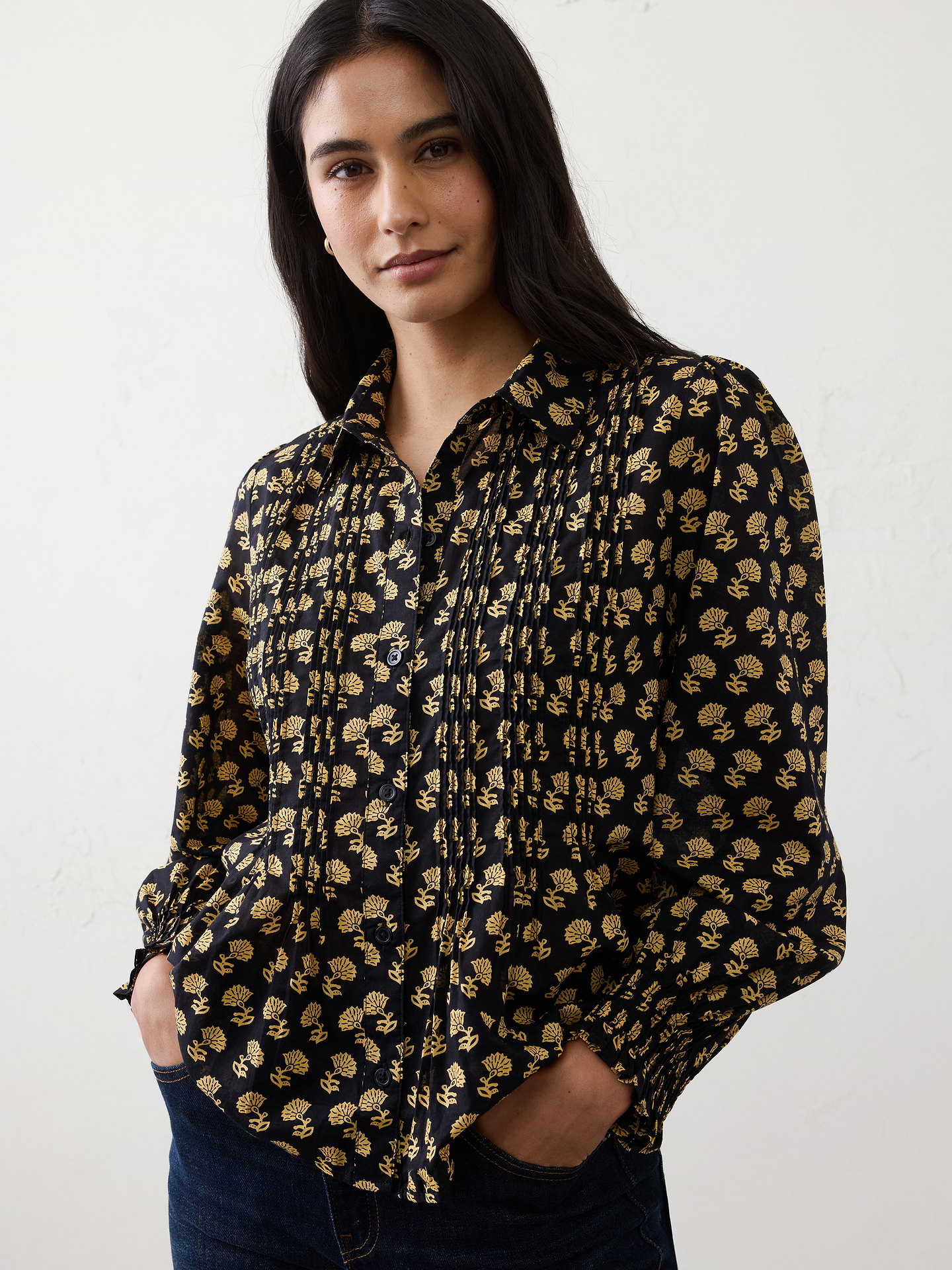 Image number 1 showing, Fine Pintuck Voile Shirt