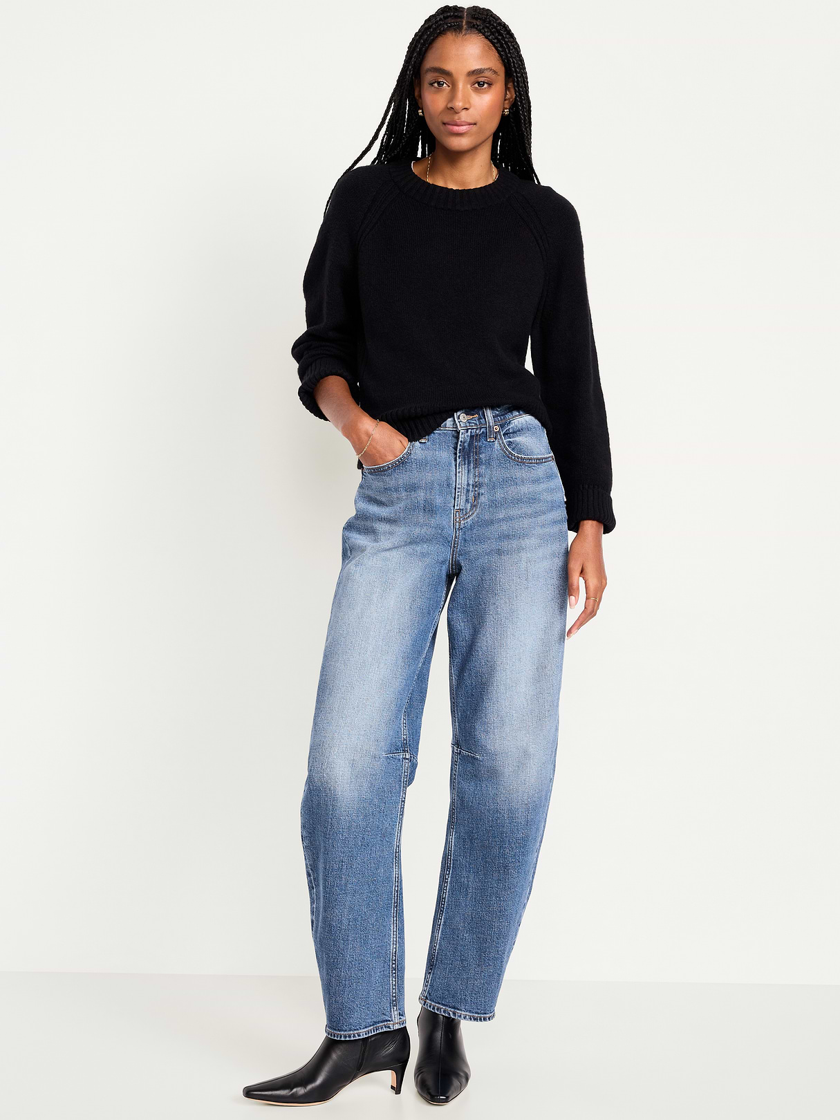 High-Waisted Baggy Barrel Jeans - Medium Wash by Old Navy