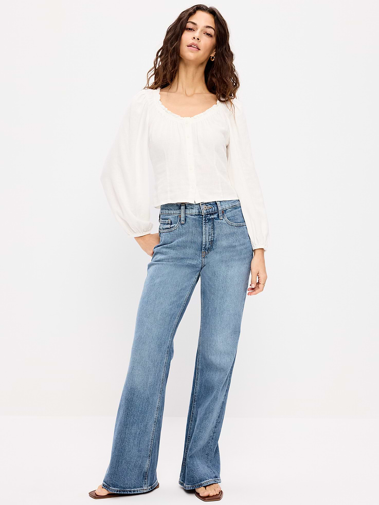 L'image numéro 1 présente Jean Wow semi-évasé ample à taille mi-basse