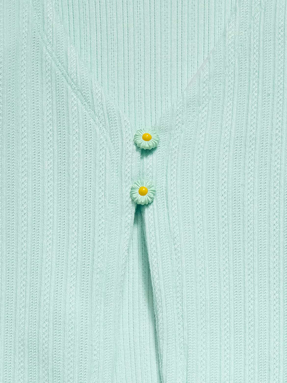 Pointelle-Knit V-Neck Cardigan for Girls