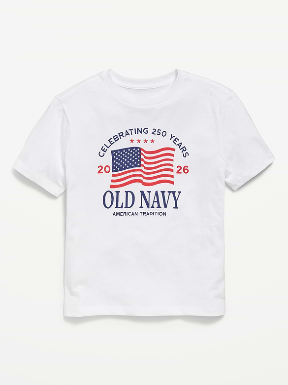 Short-Sleeve Gender-Neutral Flag Logo Graphic T-Shirt for Kids