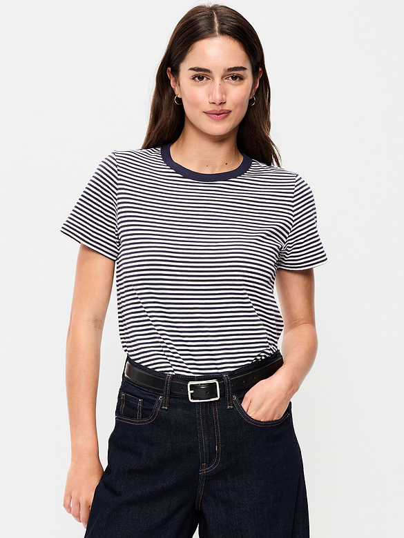 T-shirt ras du cou passe-partout à rayures