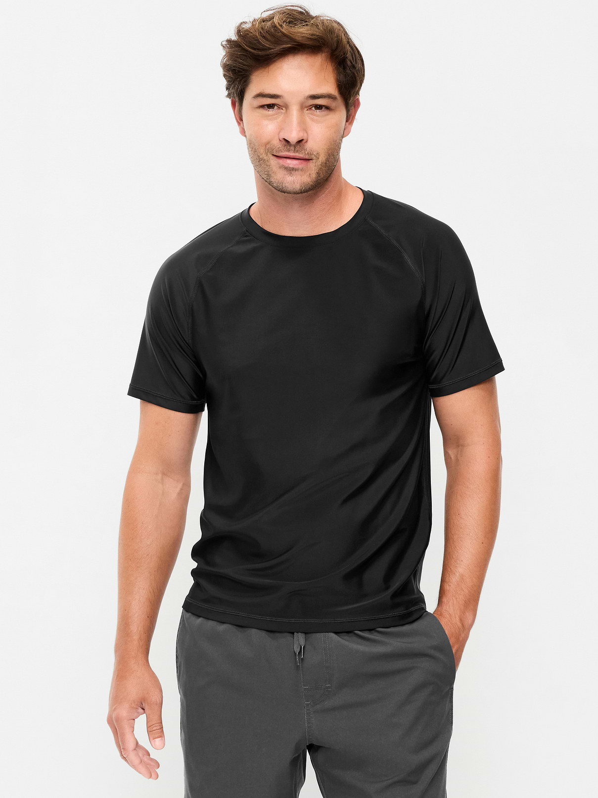 Raglan-Sleeve Rashguard Swim Top