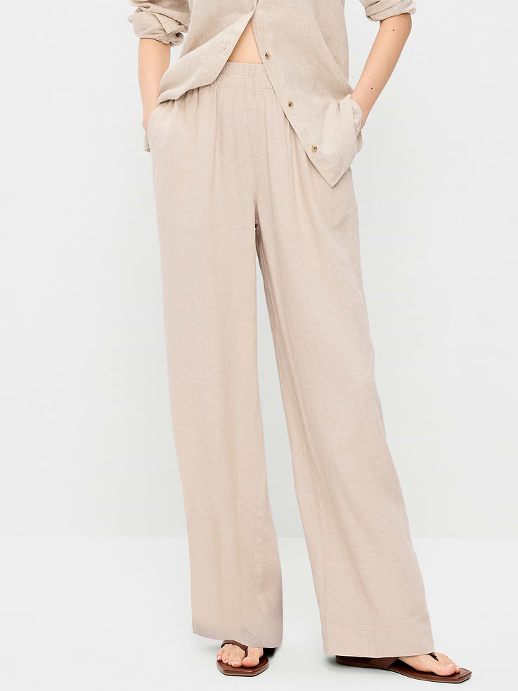 Image number 2 showing, High-Waisted Linen-Blend Super Wide-Leg Pants
