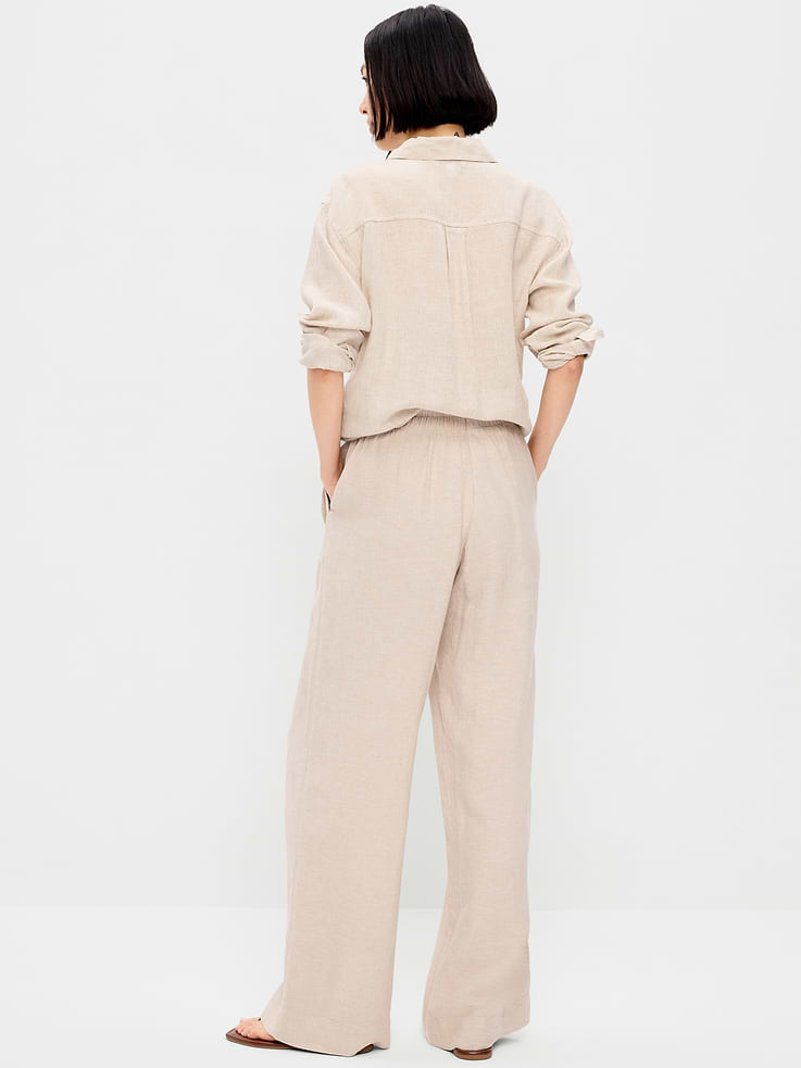Image number 3 showing, High-Waisted Linen-Blend Super Wide-Leg Pants