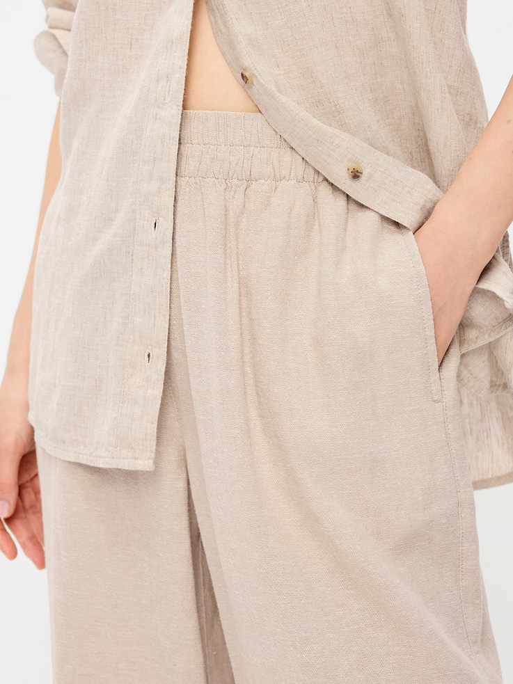 Image number 5 showing, High-Waisted Linen-Blend Super Wide-Leg Pants