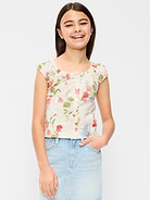 Image number 1 showing, Fitted Button-Front Poplin Top for Girls