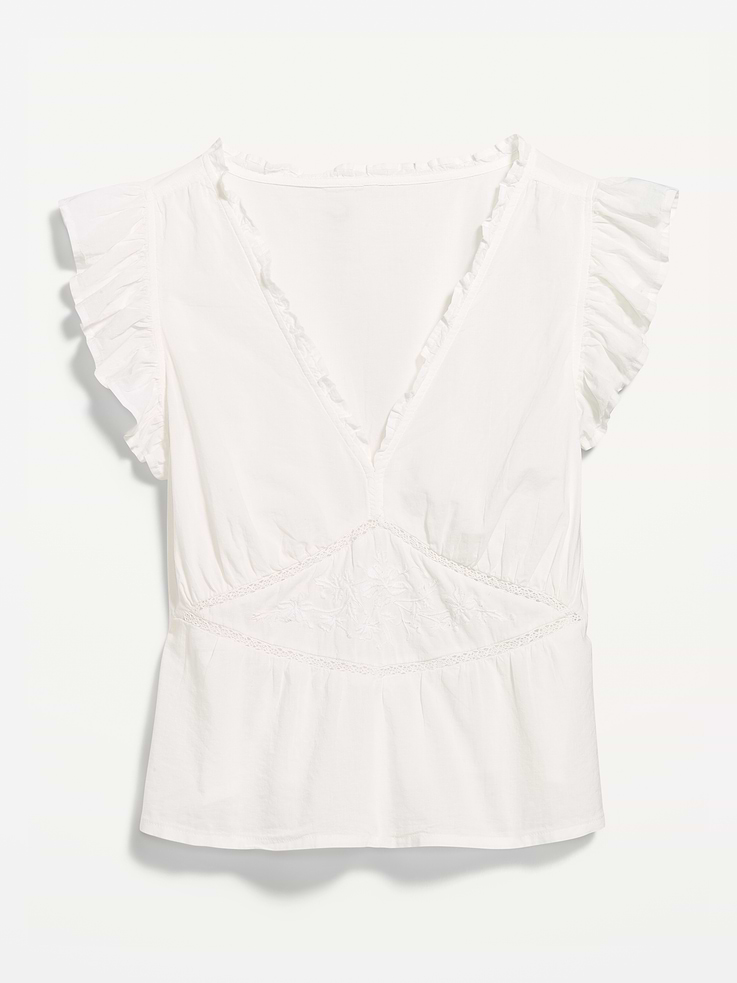 Image number 8 showing, Flutter-Sleeve Embroidered Top