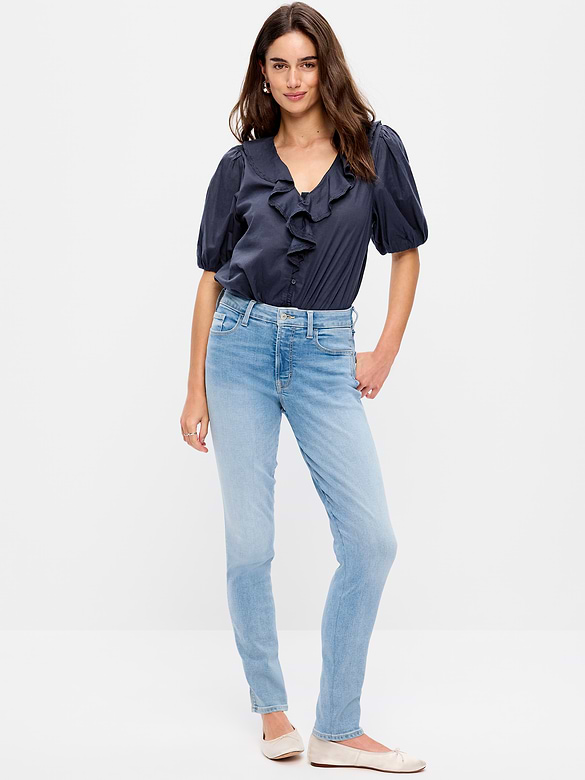 High-Waisted Slim Jeans