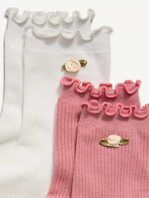 Ruffled Quarter Crew Sock 2-Pack for Women