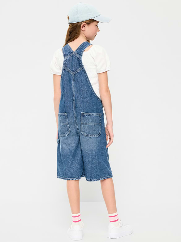 Baggy Denim Shortalls for Girls