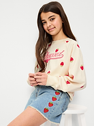 Image number 3 showing, High-Waisted Embroidered Frayed-Hem Jean Shorts for Girls