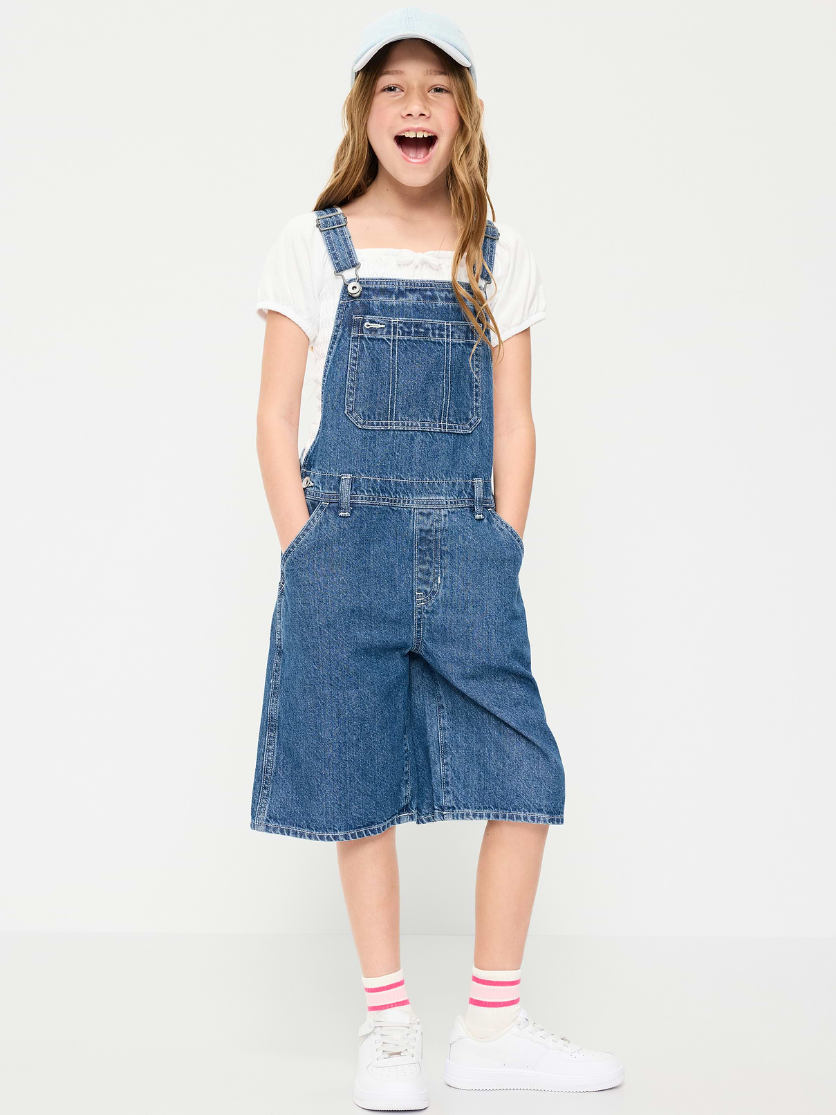 Image number 1 showing, Baggy Denim Shortalls for Girls