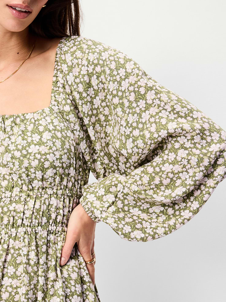 Image number 4 showing, Long-Sleeve Square-Neck Mini Dress