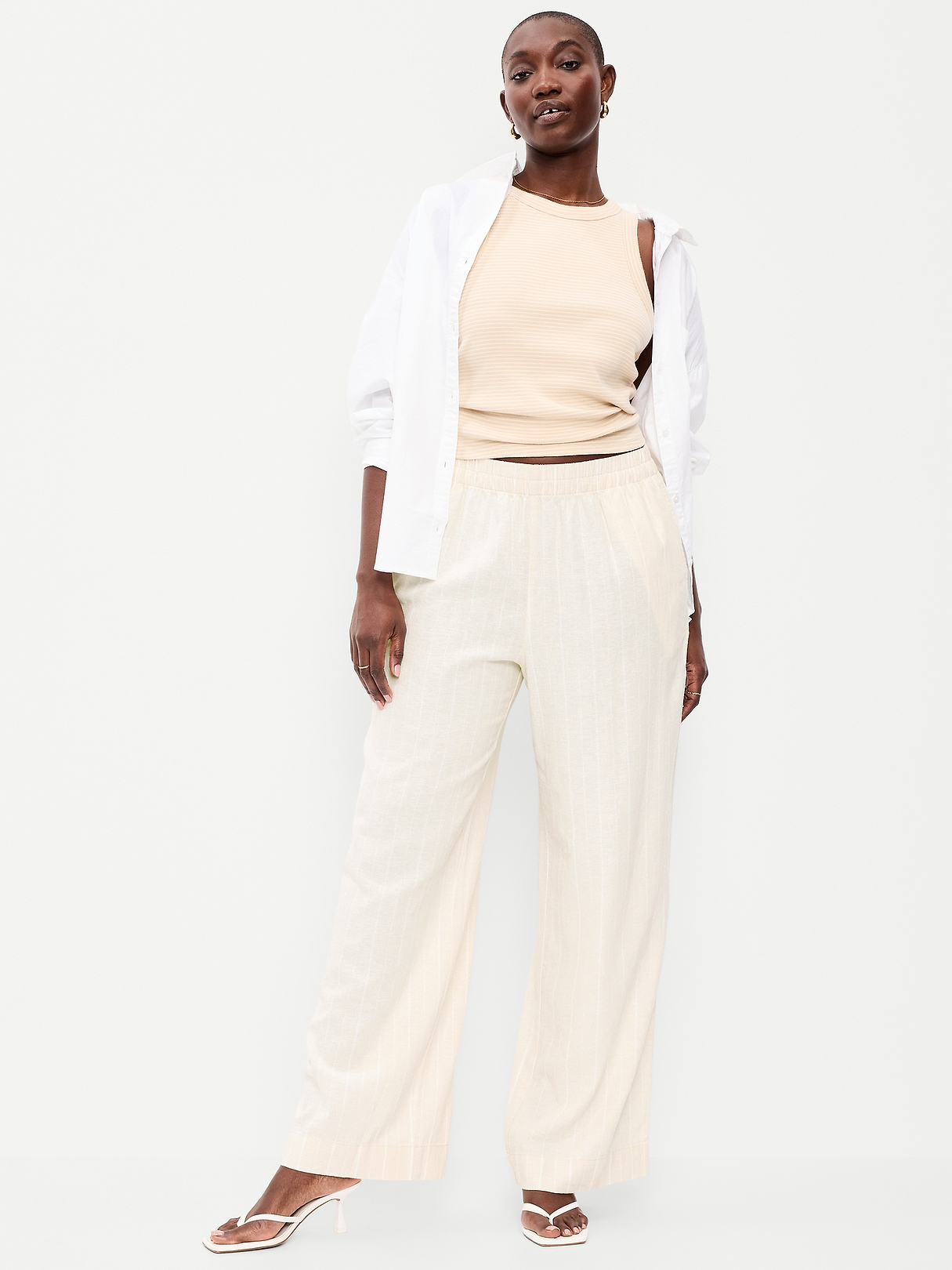 High-Waisted Linen-Blend Super Wide-Leg Pants | Old Navy