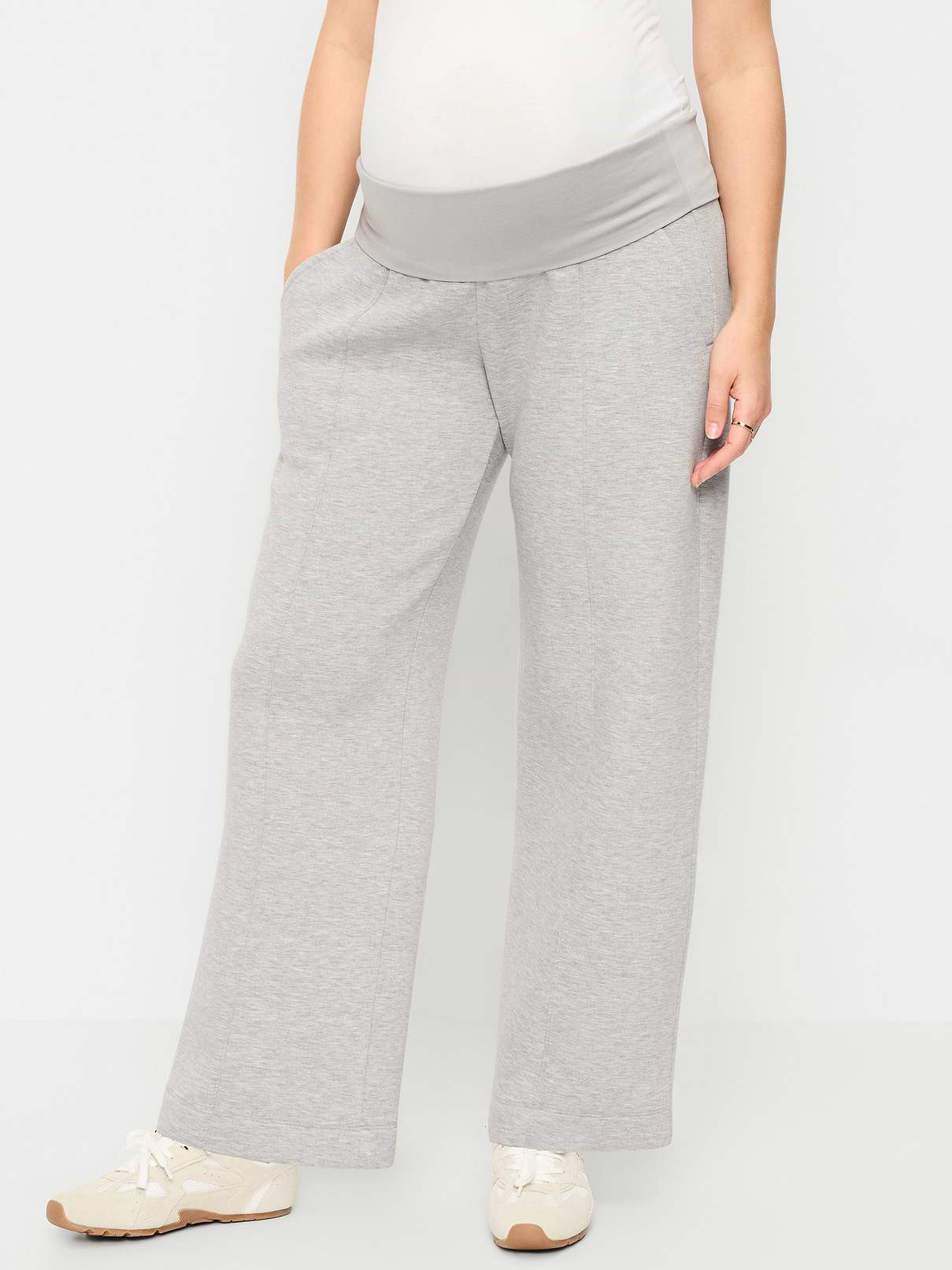 Maternity Bounce Fleece Full-Panel Wide-Leg Sweatpants