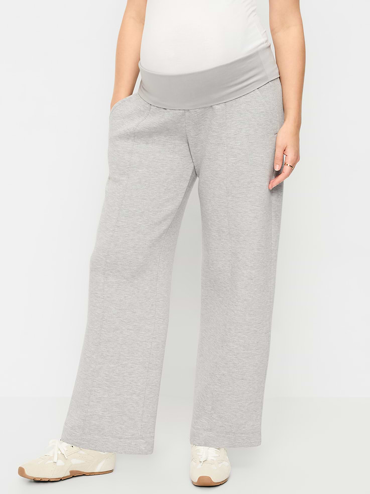 Image number 1 showing, Maternity Bounce Fleece Full-Panel Wide-Leg Sweatpants