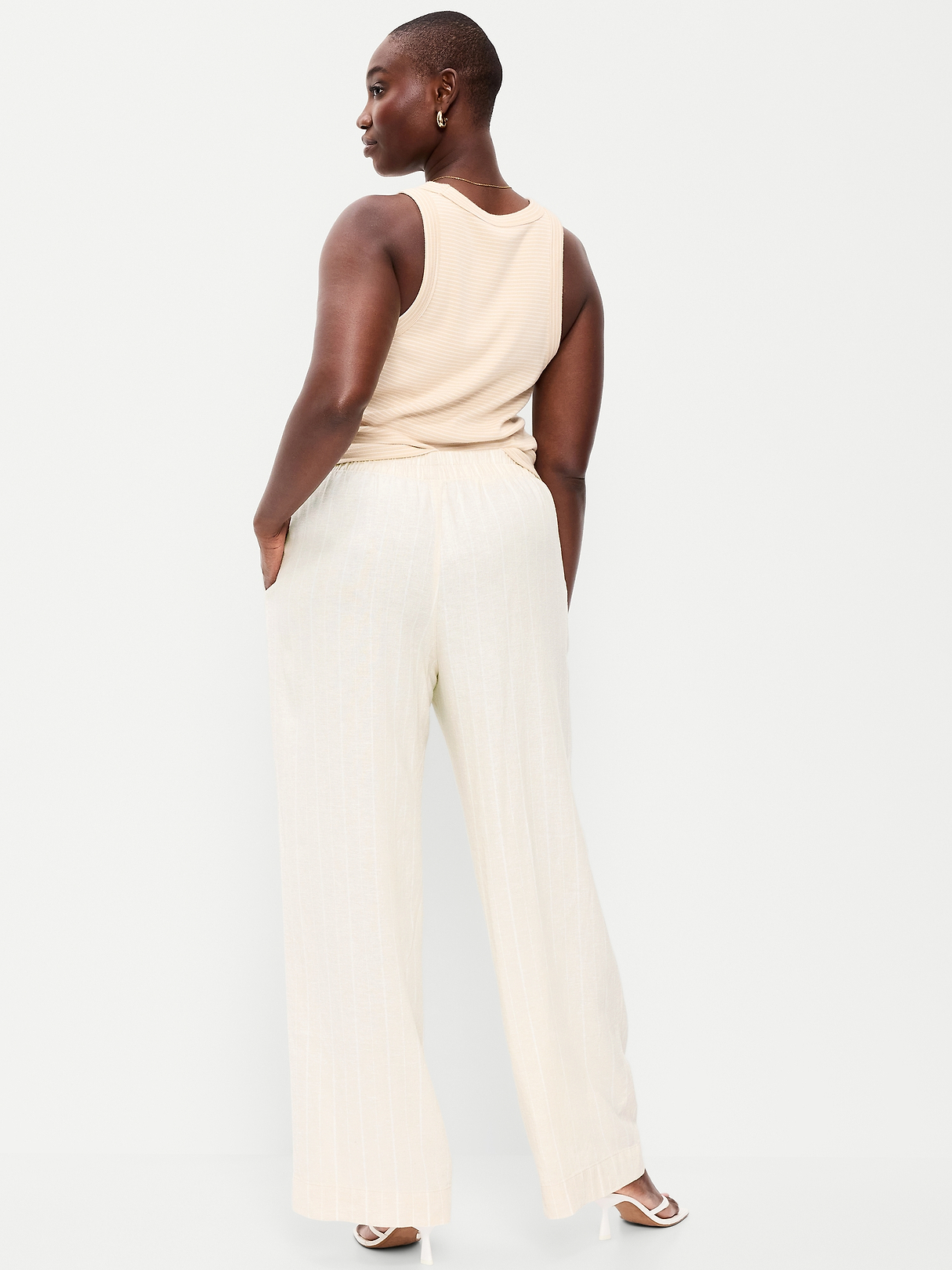 High-Waisted Linen-Blend Super Wide-Leg Pants | Old Navy