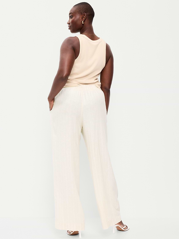High-Waisted Linen-Blend Super Wide-Leg Pants