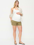 Image number 1 showing, Maternity Linen-Blend Pull-On Shorts -- 3.5-inch inseam