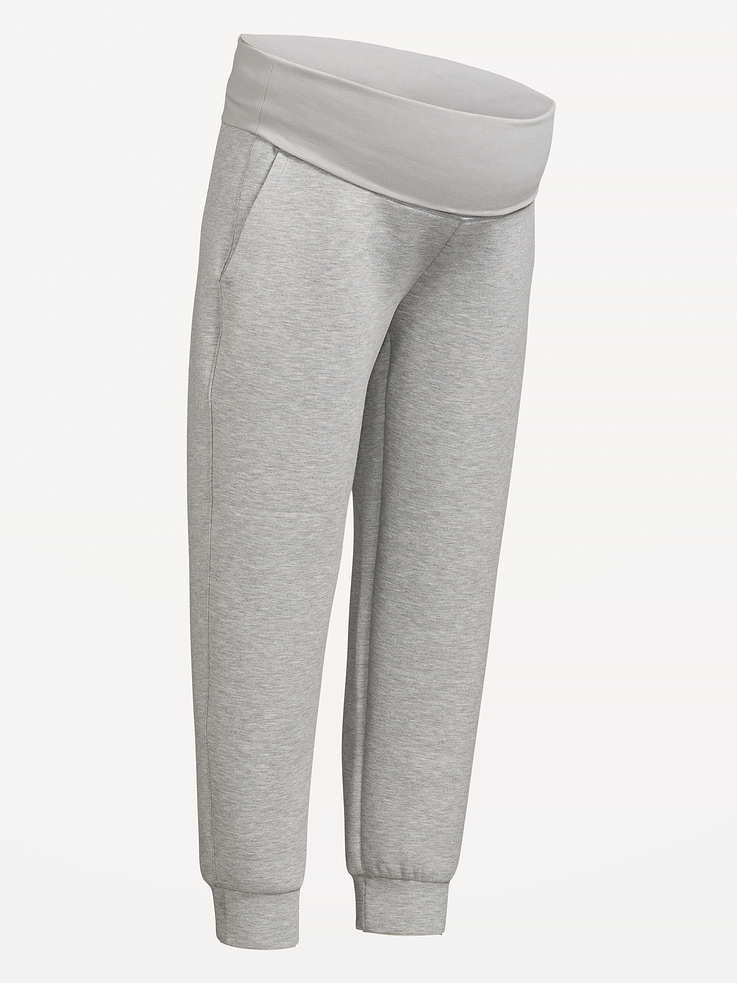 L'image numéro 4 présente Pantalon de jogging en molleton raffiné à taille rabattable de maternité