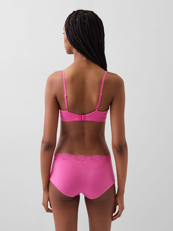 Organic Stretch Cotton Lace-Trim Triangle Bra