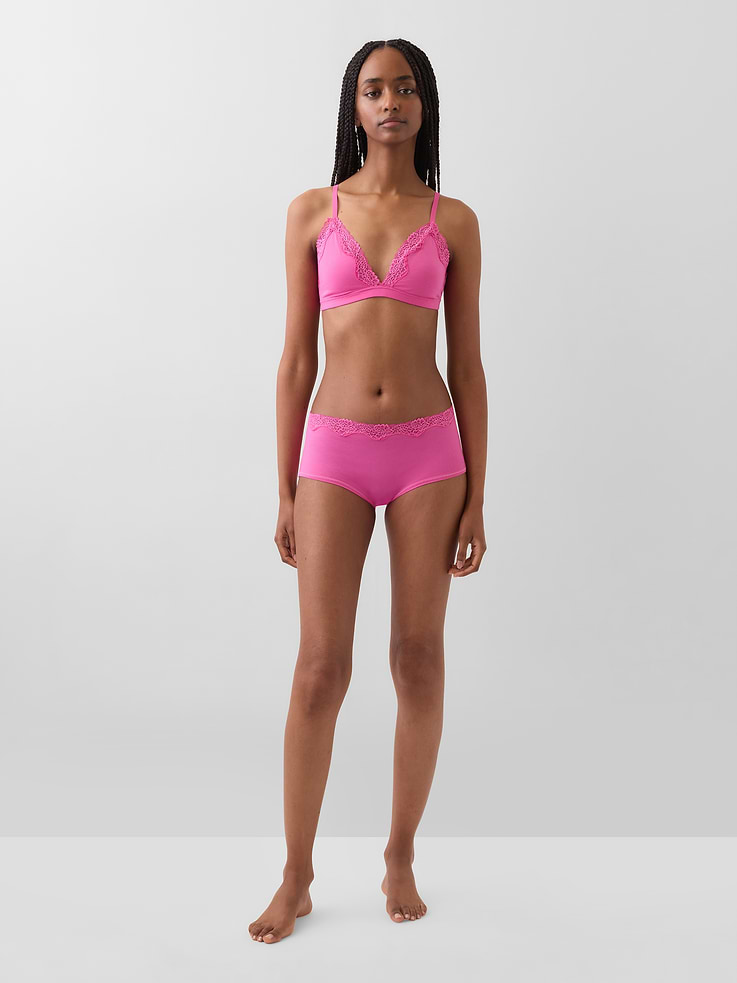 Image number 4 showing, Organic Stretch Cotton Lace-Trim Triangle Bra