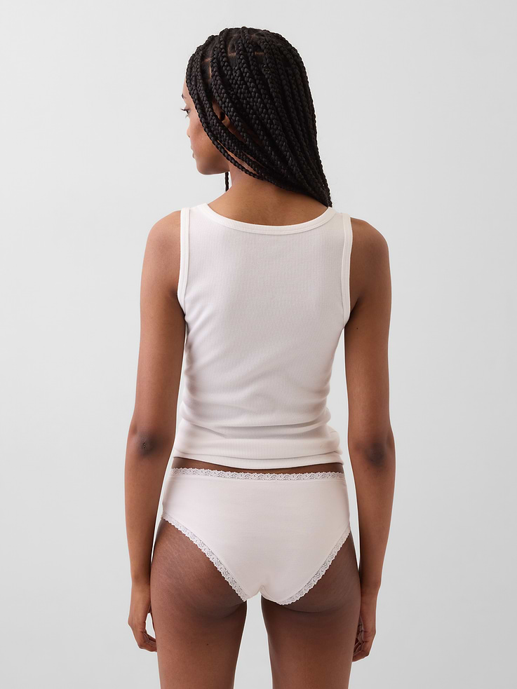 Image number 2 showing, Organic Stretch Cotton Lace-Trim Hipster