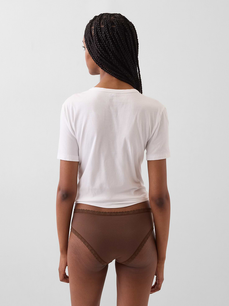 Image number 2 showing, Organic Stretch Cotton Lace-Trim Hipster
