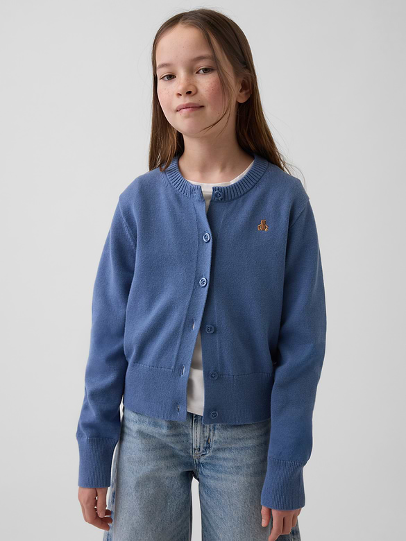 Kids 100% Cotton Relaxed Crop Cardigan